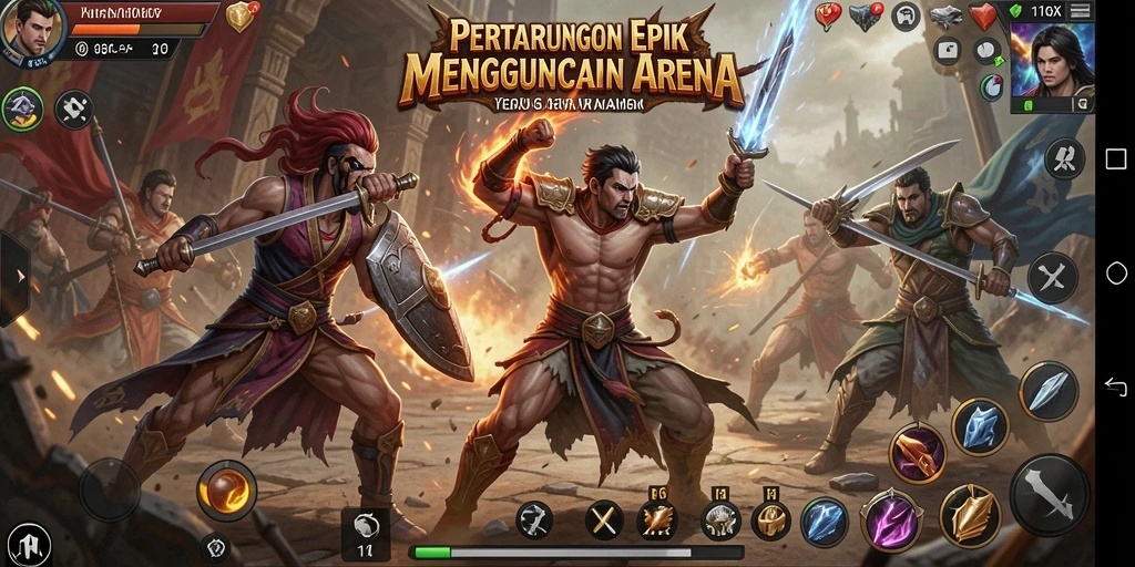 Tangkapan layar menampilkan karakter bertarung dalam aksi mendebarkan.