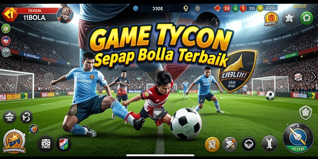 Tampilan gameplay 11BOLA menampilkan manajemen tim sepak bola yang seru.