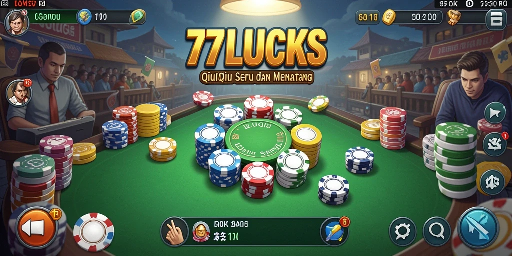 Screenshot gameplay seru dari 77LUCKS yang menunjukkan aksi QiuQiu.