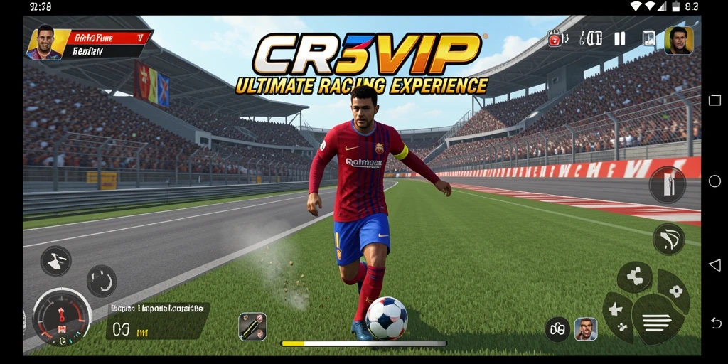 Tangkapan layar gameplay CR7VIP menampilkan aksi balapan yang seru.
