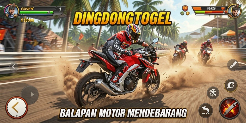 Gameplay DINGDONGTOGEL menghadirkan balapan motor yang intens.