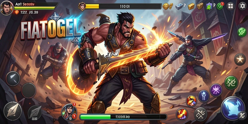 Tampilan seru gameplay FIATOGEL dalam aksi bertempur hebat.