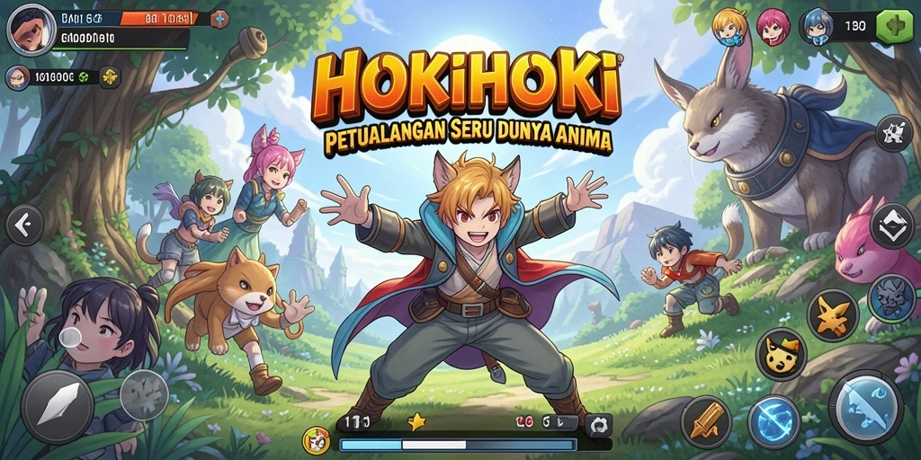 Tampilan menarik dari gameplay HOKIHOKI dengan karakter anime.