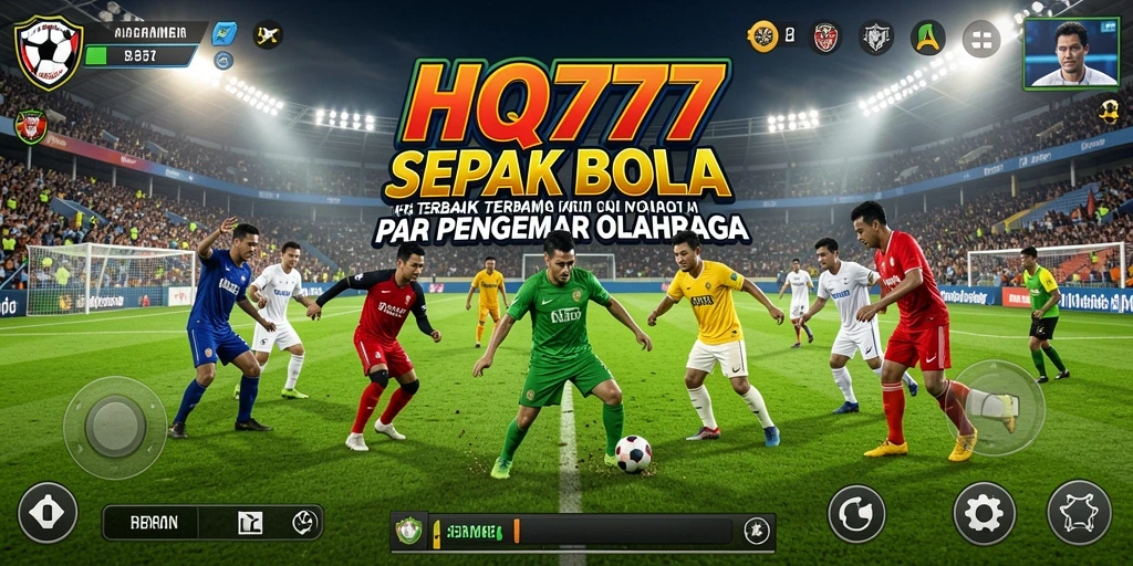 Tampilan gameplay menarik dari HQ777 dengan aksi sepak bola intens.