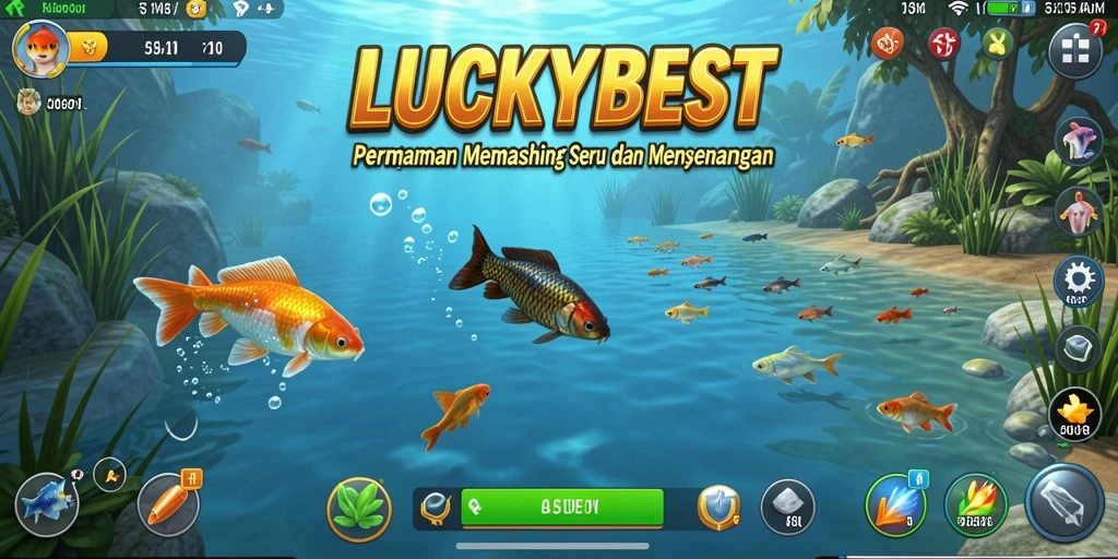 Screenshot gameplay LUCKYBEST menampilkan aksi menangkap ikan yang seru.