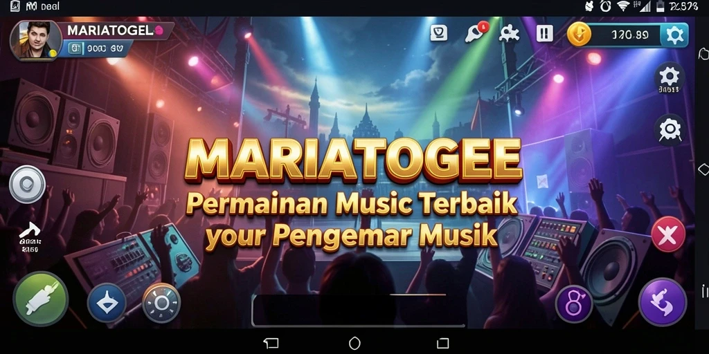 Tampilan gameplay MARIATOGEL dengan fitur musik interaktif.