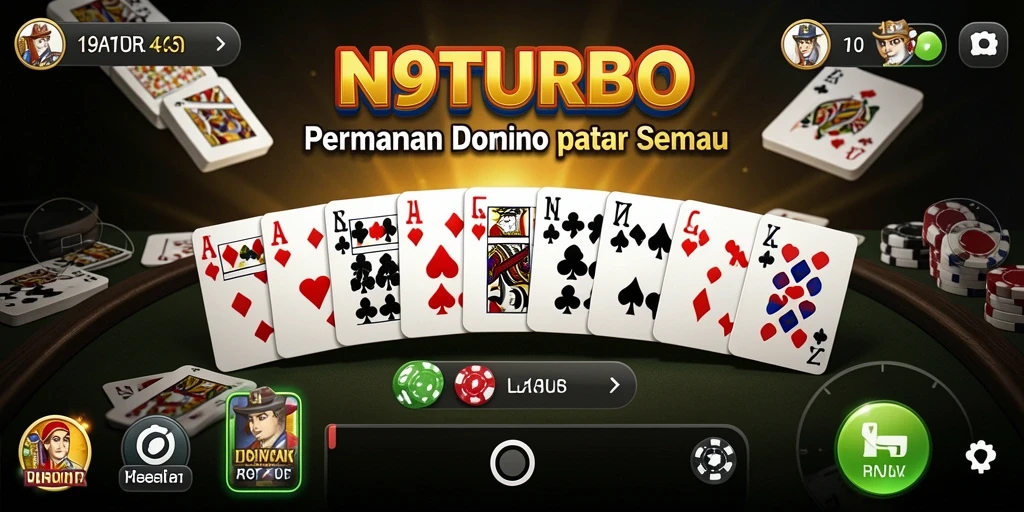 Tangkapan layar N9TURBO yang menunjukkan gameplay seru Domino.