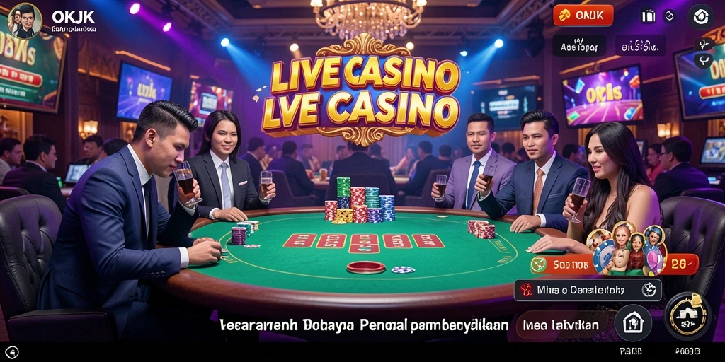 Screenshot gameplay Live Casino OKJK menampilkan dealer profesional dan interaksi langsung.