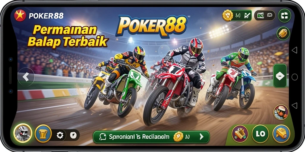Screenshot dari gameplay POKER88 yang menampilkan balapan yang mendebarkan.