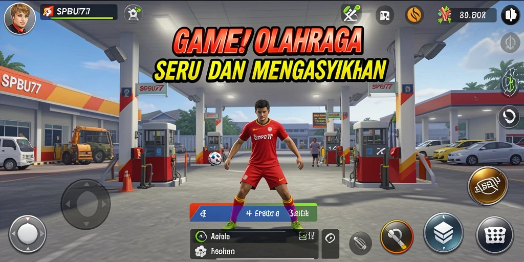 Tangkapan layar SPBU77 menunjukkan gameplay olahraga yang intens dan menghibur.