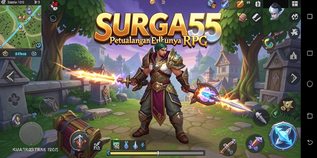 Tampilan gameplay SURGA55 menunjukkan aksi RPG yang seru.
